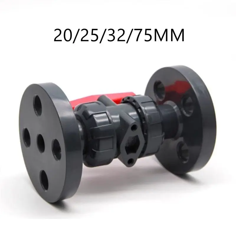 

1pc SANKING Inner Dia 20~75mm PVC Flange Ball Valve Double Union PVC Pipe Valve Chemical Industry Valve Water Pipe Connector