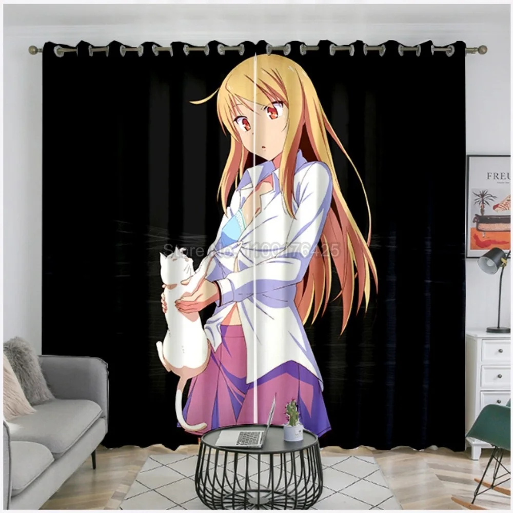 Оконные занавески с 3D-принтом «Sakurasou no Pet na Kanojo», японские аниме Оконные Занавески для детей и девочек, оконные занавески, украшение для дома