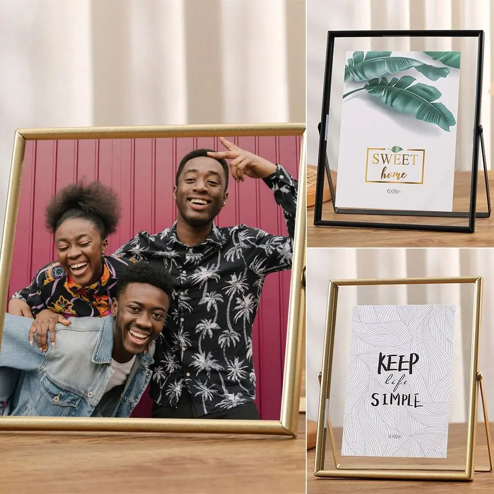 Multi-purpose 4/6/7/8/10 Inch Metal Photo Frame Gold Black Rectangle Picture Frame Acrylic Screen Photo Display Plant Specimen