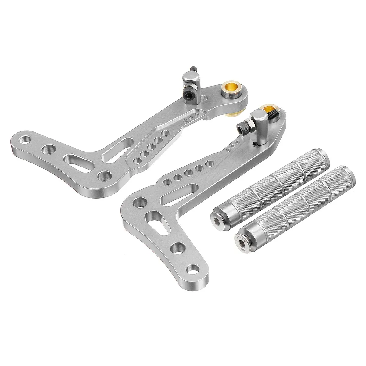 2PCS CNC Aluminum Go Kart Racing Pedals Brake And Accelerator Foot Rests Black Gold Kit