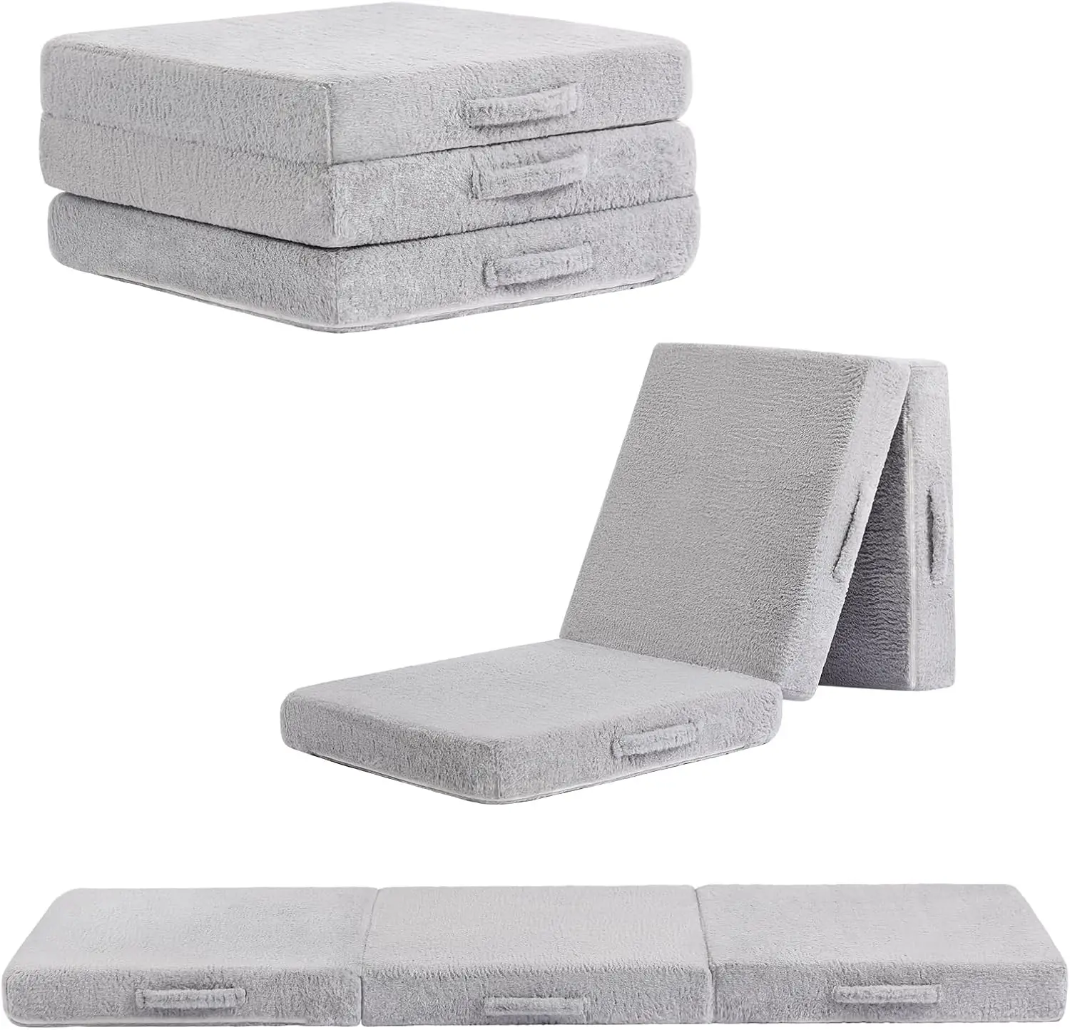 

Tri Foldable Floor Mattr For Adults, 4 H Single Folding Mattr With Washable And Removable Cover For Camping, Living Room, Guest