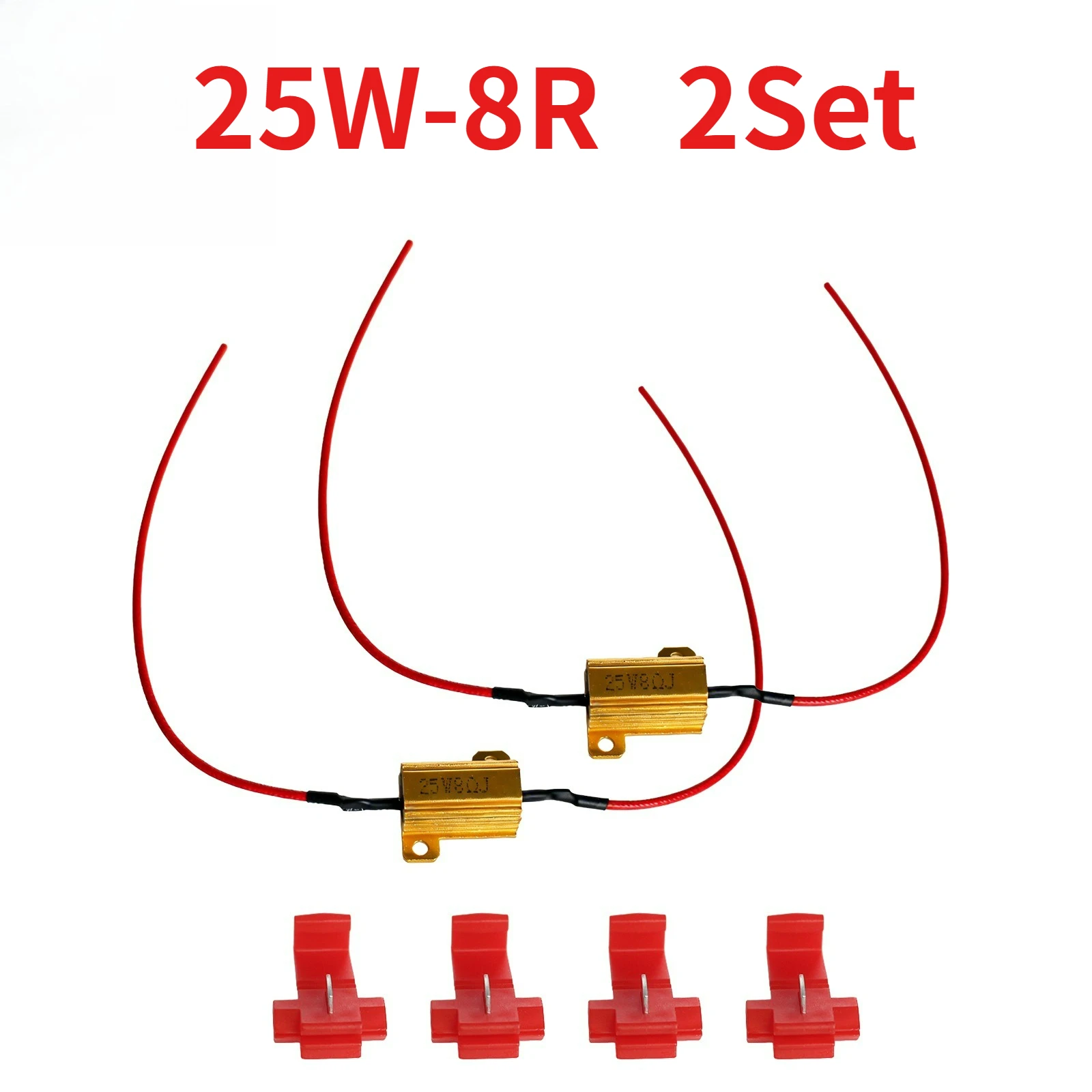 2 Sets LED Resistor 12V 50W 6Ohm Load Resistor 25W 8ohm for LED Bulb Reverse Light Turn Signal Lamp Wirewound Aluminum Resistors