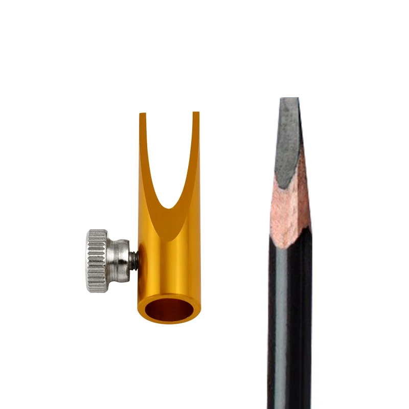 1PC Double Sided Groove Auxiliary Tool Curved Eyebrow Pencil Cutter Cylindrical Metal U shaped Eyebrow Trimming Pen Holder