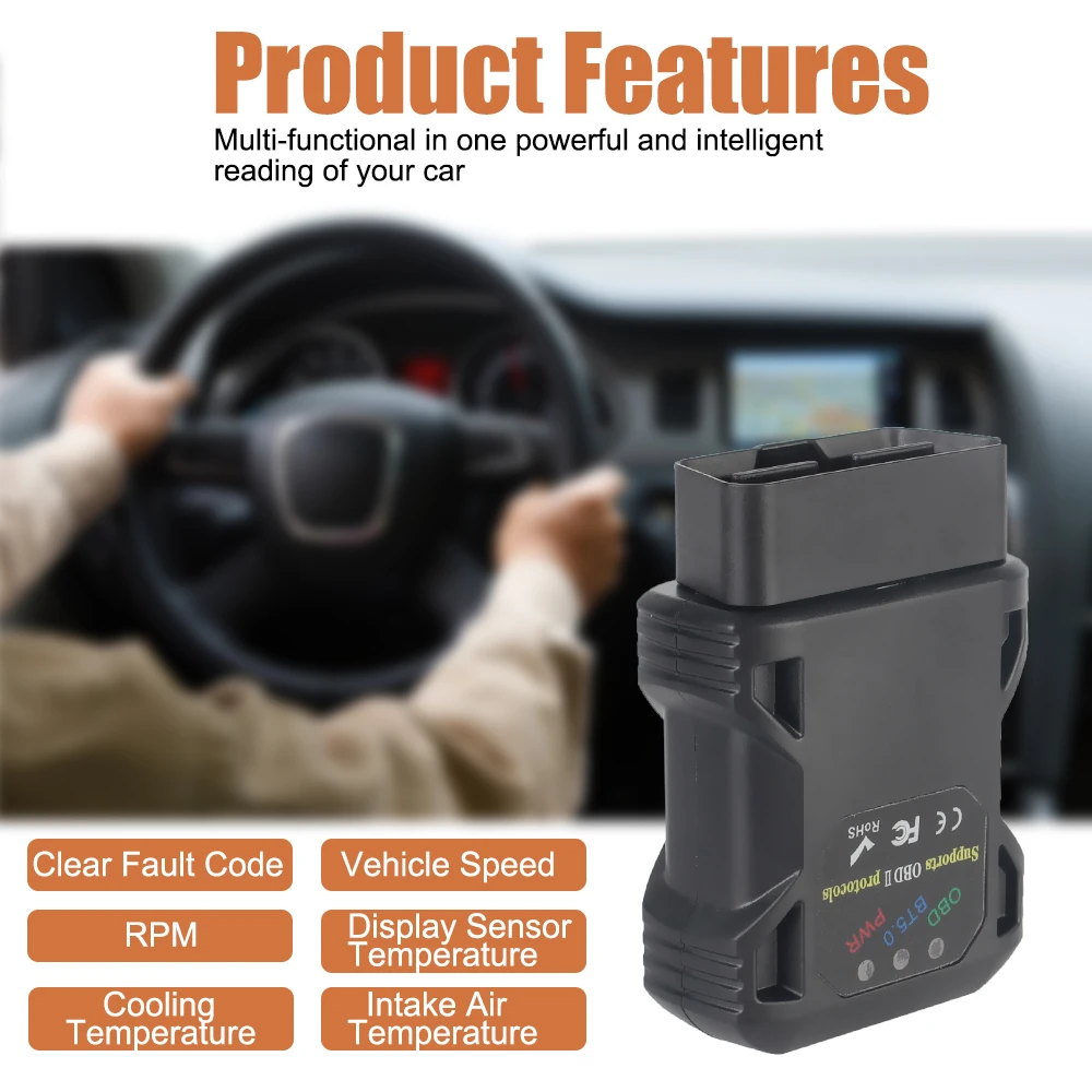 أداة قارئ رموز تشخيص السيارات ، OBD2 ، ماسح ELM327 ، V1.5 ، بلوتوث ، OBD II لنظام Android ، IOS ، Windows