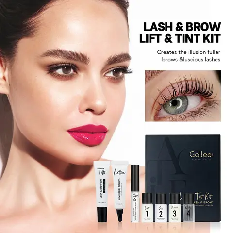 Gollee Eyelashes Perm Kit Lash Curler Treatment Makeup 4-6 Weeks Lasting Professional Eyelash Lifting Set For Lash Curler Perm