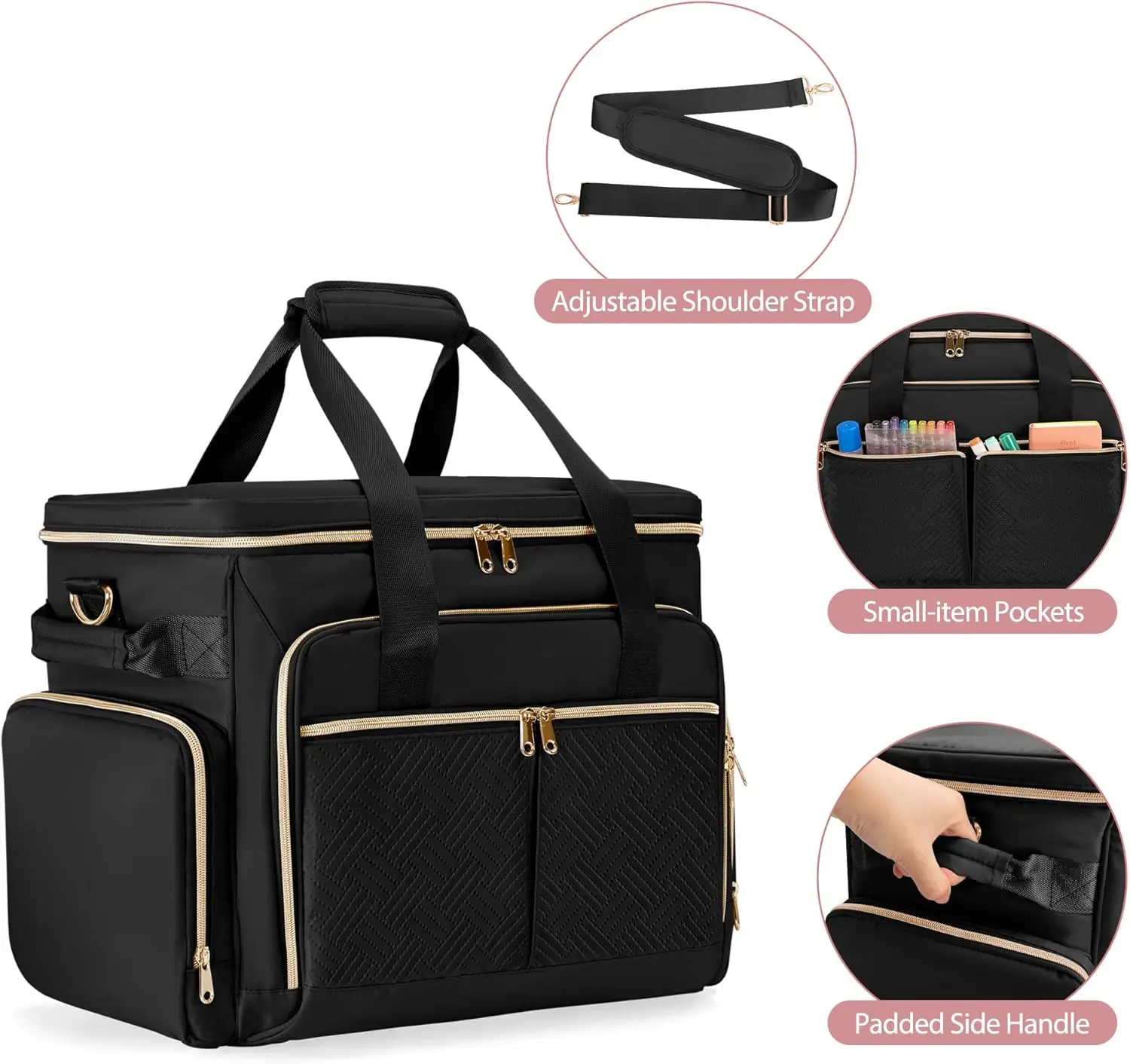 Rolling Professor Bag com Rodas, Professor Tote Bag, Trolley destacável, Saco de rodas, Fits 15.6 "Laptop