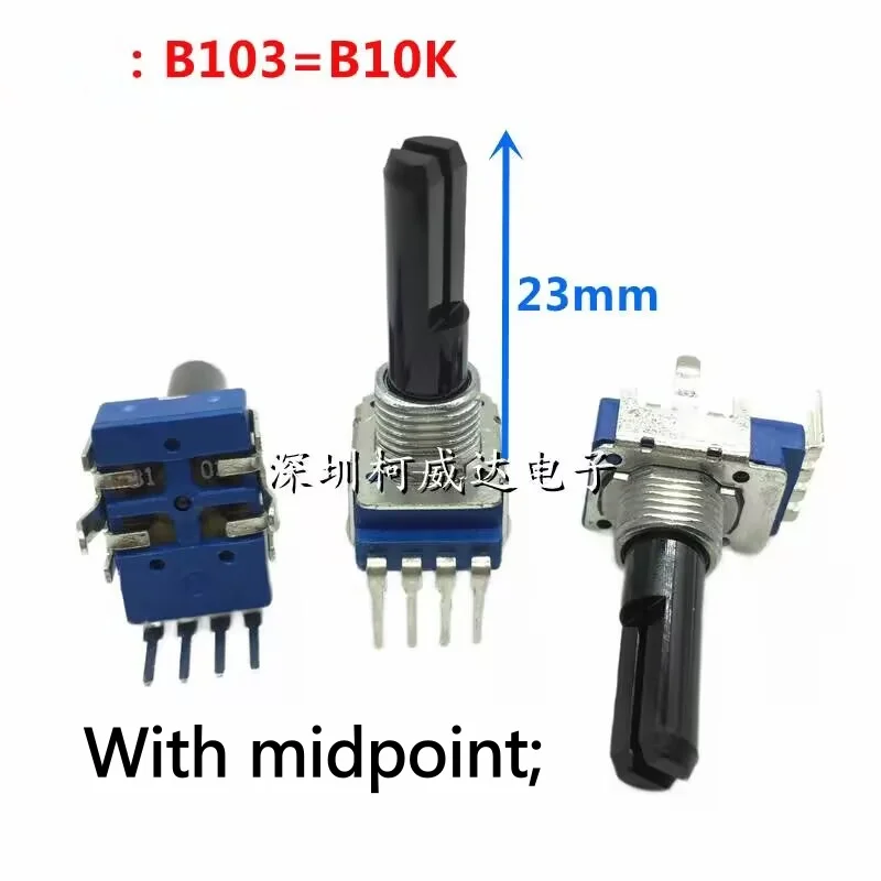 1pcs，Single-turn rotary potentiometer，RK11，B103，B10K，PioneerDJ，Flx6.Ddj400，With a midpoint，The shaft length is 23mm
