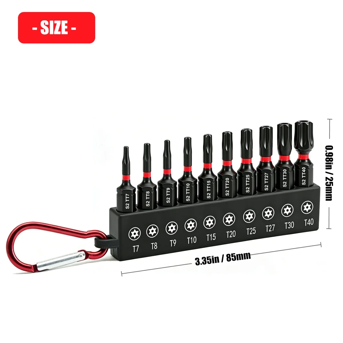 10PCS Security Torx Bit Set 25mm Tamper Proof Star Screwdriver Bits TT7 TT8 TT9 TT10 TT15 TT20 TT25 TT27 TT30 TT40 S2 Steel 1/4 Hex Shank