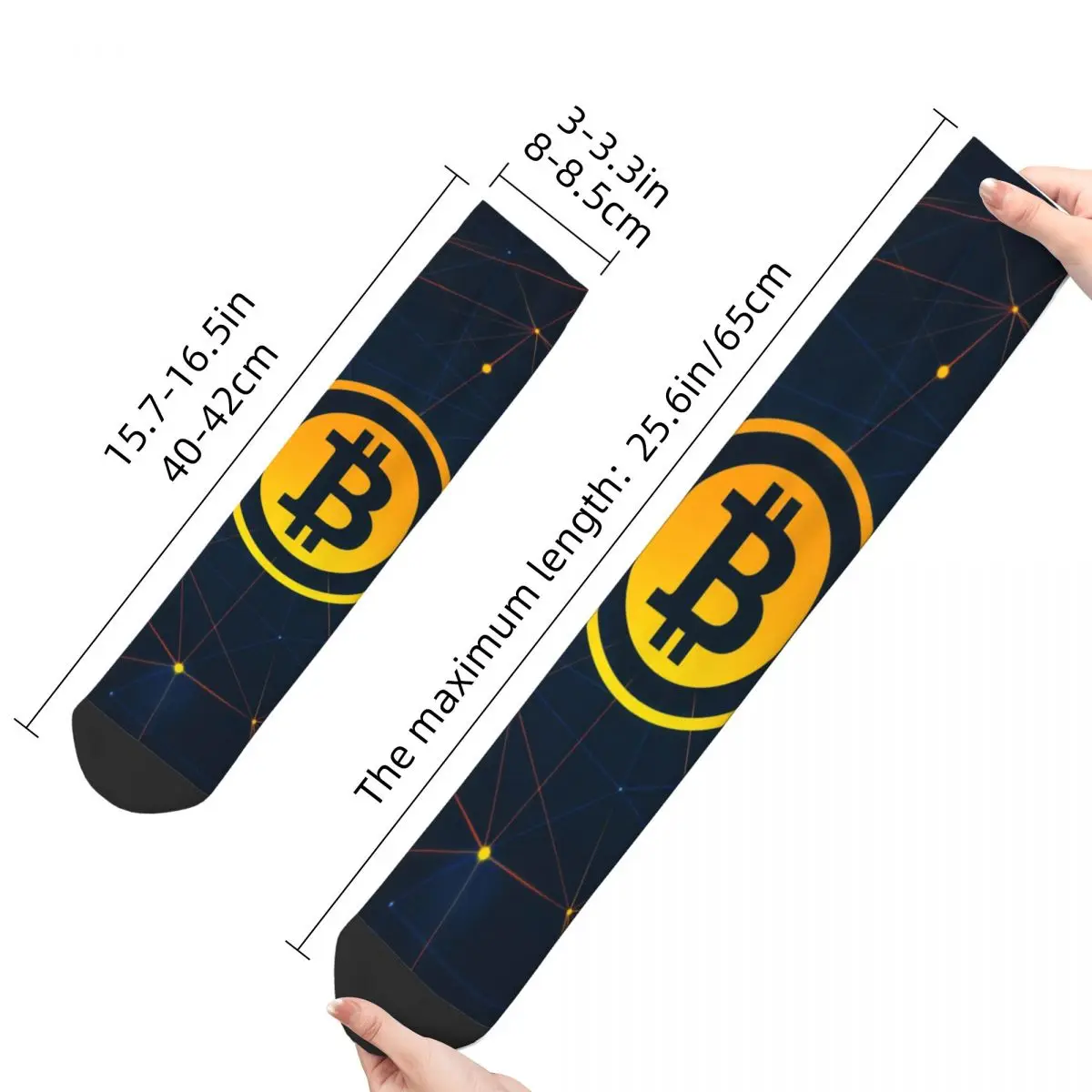 Funny Happy Sock for Men Point Vintage Bitcoin Virtual Encrypted Digital Currency Quality Pattern Printed Crew Sock Casual Gift