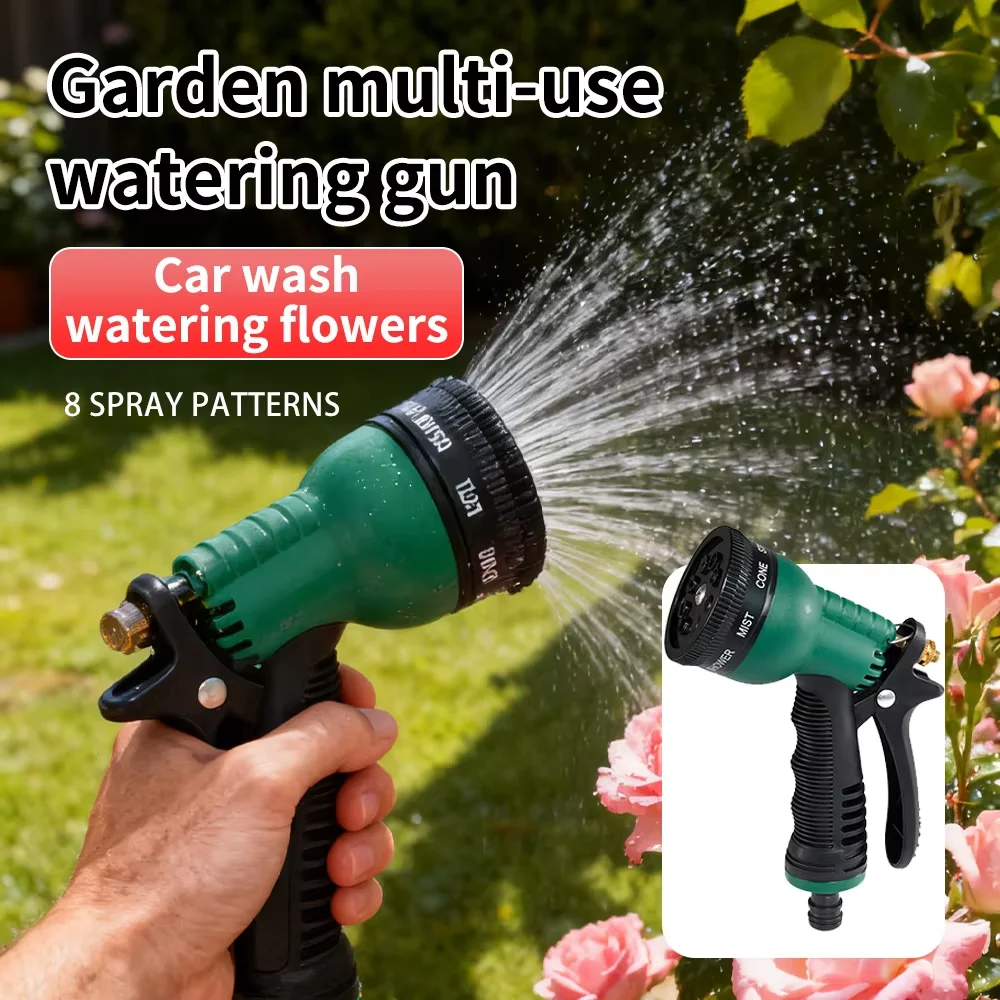 Multi-functional Car Wash Gun Set Green Hose Home Car Use High Pressure Cleaning Tool Kit with Ink Tracker