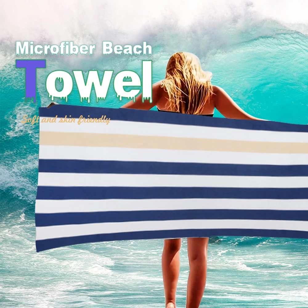 Quick Dry Beach Towel Sandproof Absorbent Microfiber Beach Towel - Lightweight, Quick Drying, for Swimming, Camping, Yoga ,Beach