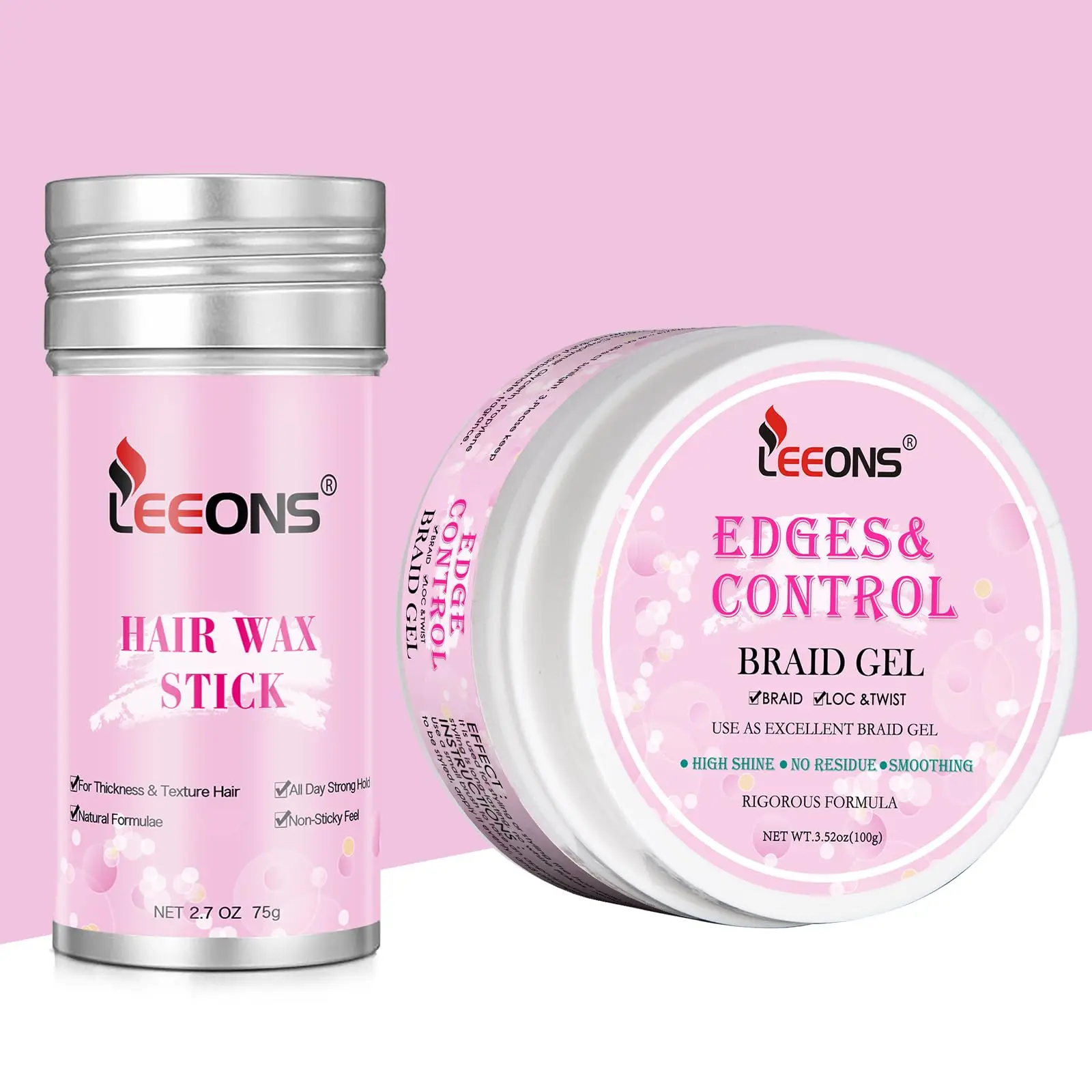 Edge Control Wax Stick and Braiding Gel for Women Strong Hold Edge Smoother Long Lasting Broken Hair Holder Wax Stick