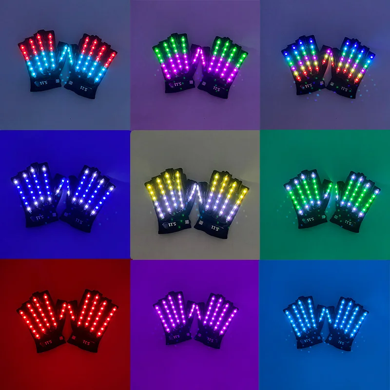 

New LED Gloves Rave Flashing Finger Light Up Party Decor DJ Halloween Nightclub Bar Props Dance Wear Adult Men Women Show