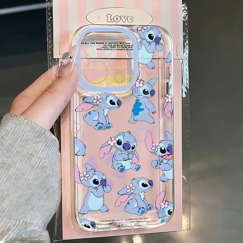 Funda de Teléfono con Marco de Collage de Stitch para iPhone 17 Pro, 15, 16, 13, 14 Plus, 12, 11, 17 Air, Pro Max, XR, XS, TPU, Diseño Creativo de Dibujos Animados