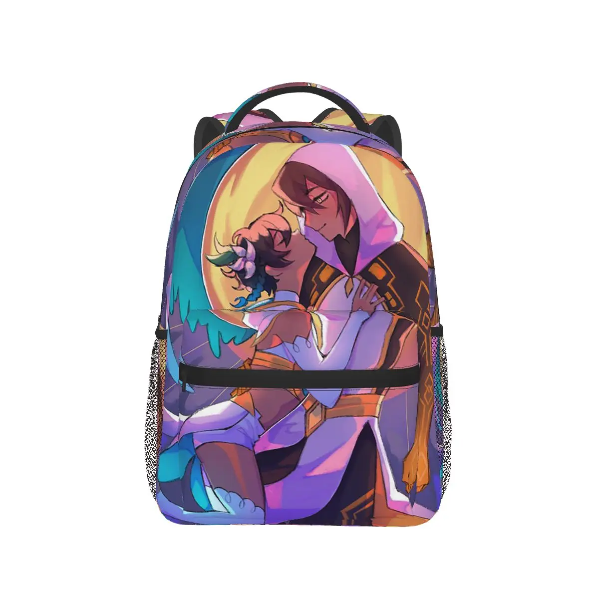 Genshin Impact Zhongli Venti Student Backpack School Bag Hiking Travel Daypack for Boys Girls Fashion Bookbag Shoulder Bags
