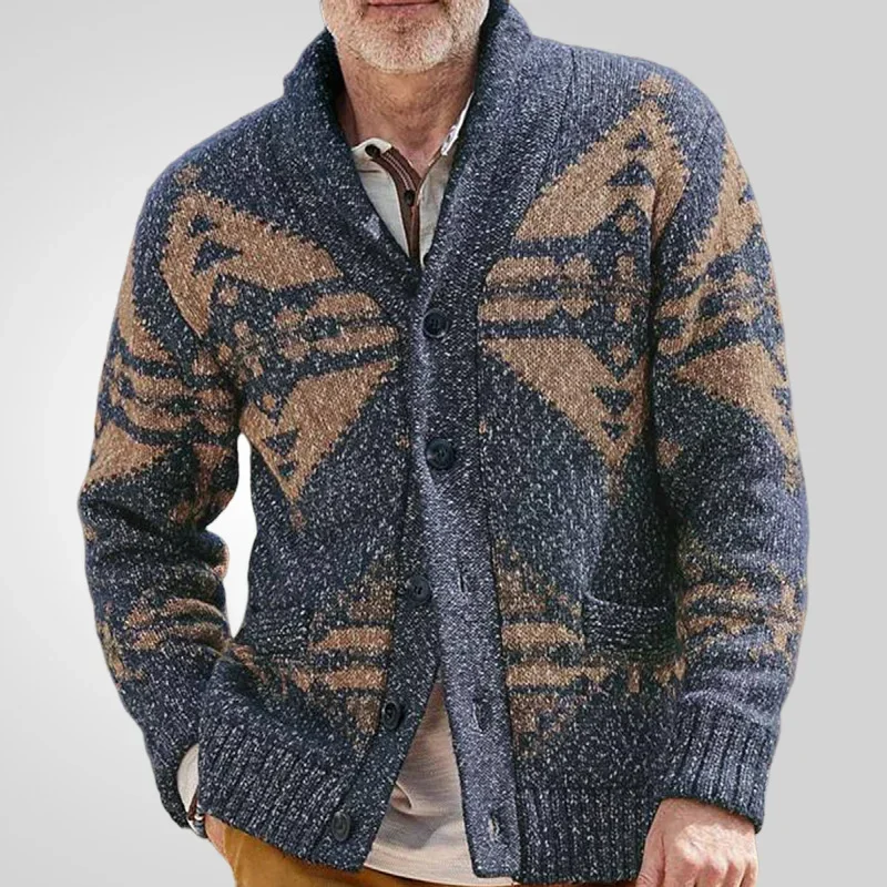 

Cardigan Men Sweaters Knitted Coat Casual Open Stitch Turn Down Collar Full Sleeve Single Breasted Print Coats Autumn Winter