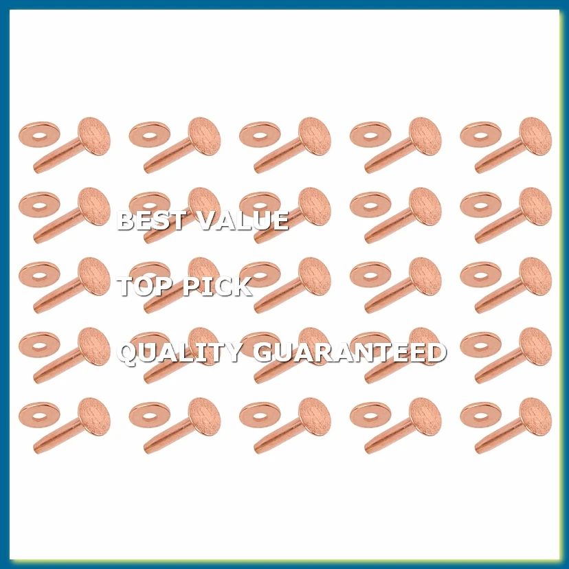 25 Sets Copper Rivet Burrs Washer,3/4 Inch Long Leather Copper Rivet Fastener,for Wallets Leather DIY Craft Supplies