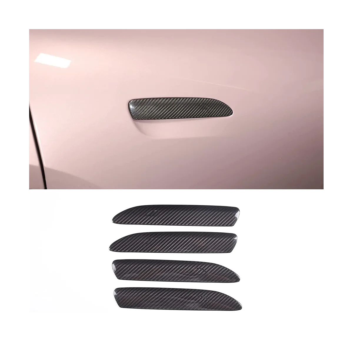 For Porsche Taycan 2019-2022 Dry Carbon Fiber Car Exterior Door Handle Cover Trim Accessories, 4PCS