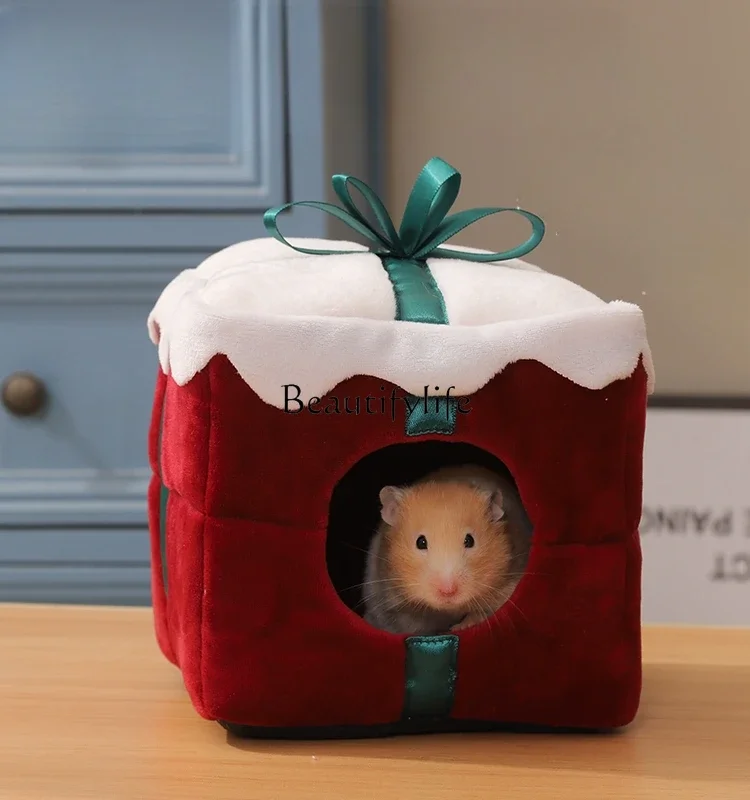 

Y Christmas Gift Box Small Pet Nest Hamster Winter Warm Room