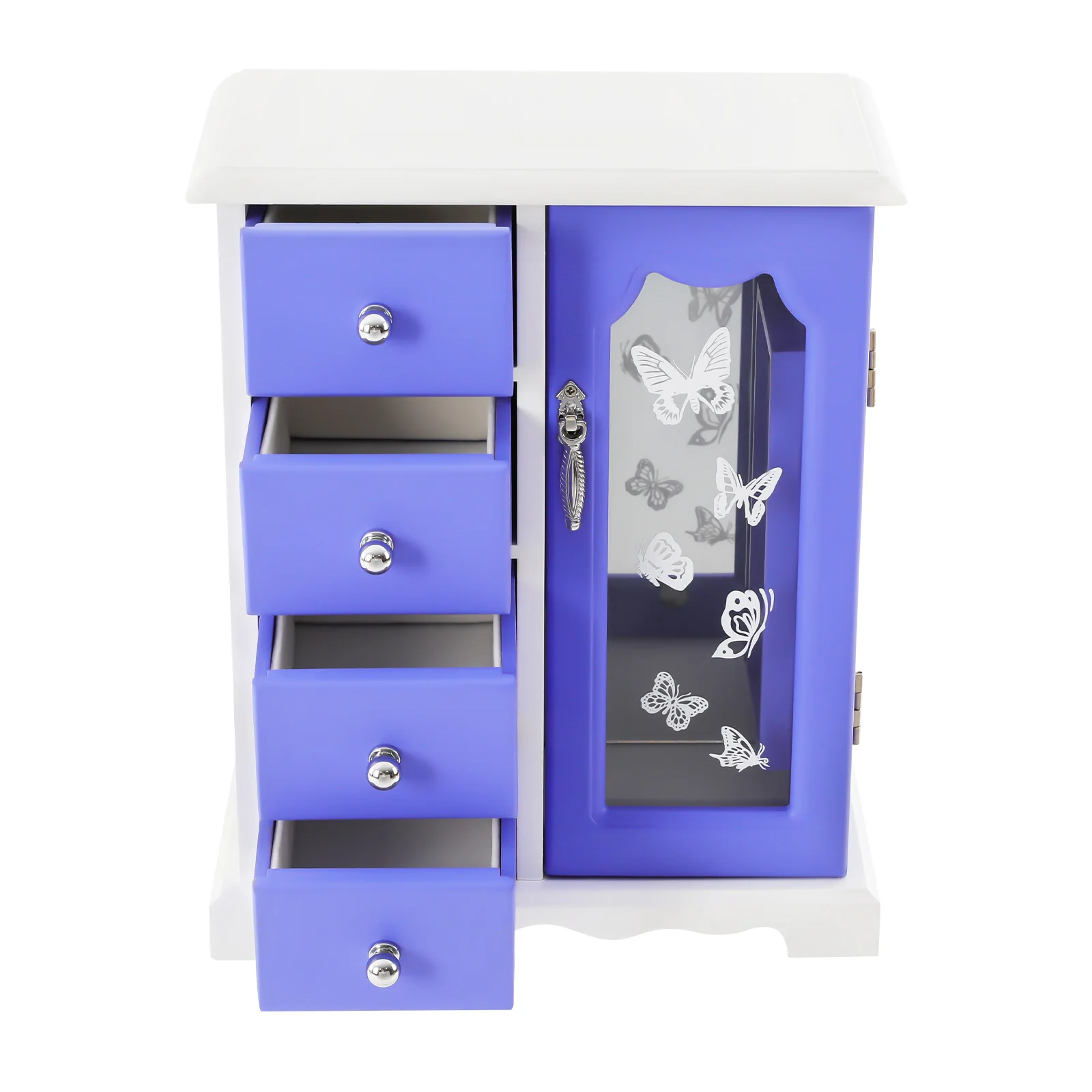 Jewelry Box, Wood Jewelry Organizer with 4 Drawers, Jewelry Box with Mirror for Necklaces, Rings, Earrings, Bracelets, and Other Make-up Items