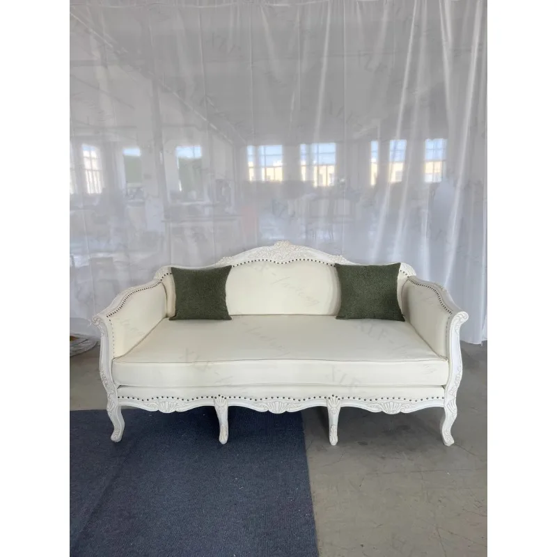 Single three-person linen fabric sofa small apartment custom antique furniture