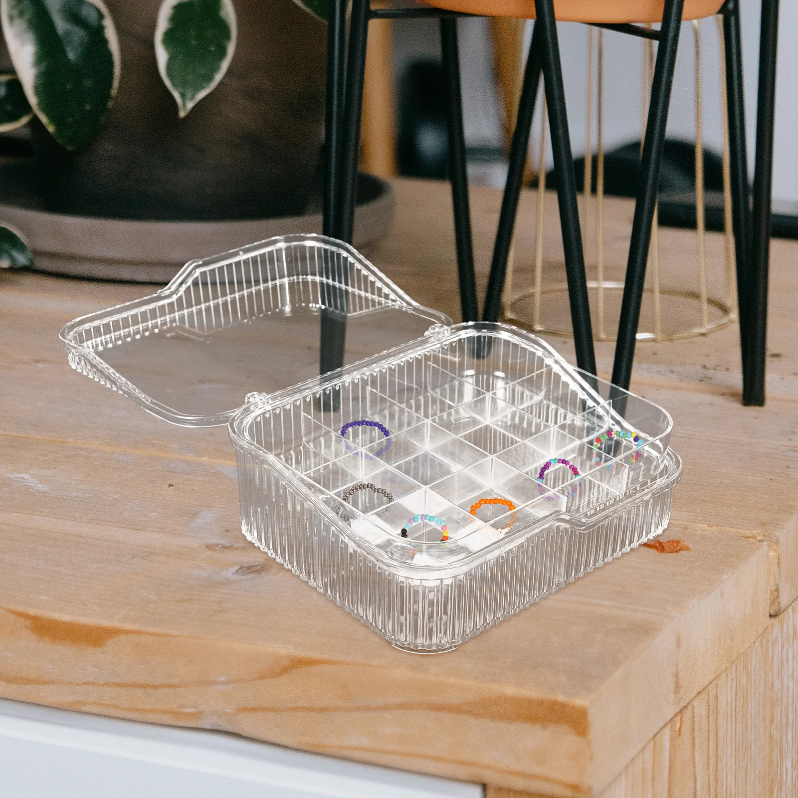 

Transparent 2 tier Jewelry Box 16 grid Earrings Storage Compartment ganizers Lightweight Space saving Necklace Holder Jewelry