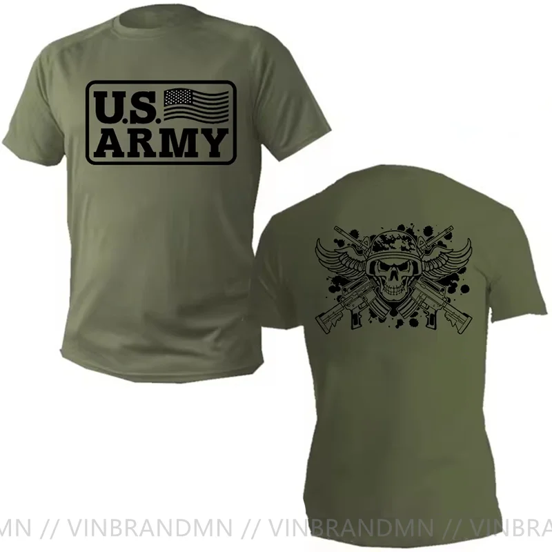 Fashion Cool Men T-shirt Green Olive Military Usa Army Soldier T Shirt Male Casual Cotton Shirt Hip Hop Tee Tops Harajuku tshirt