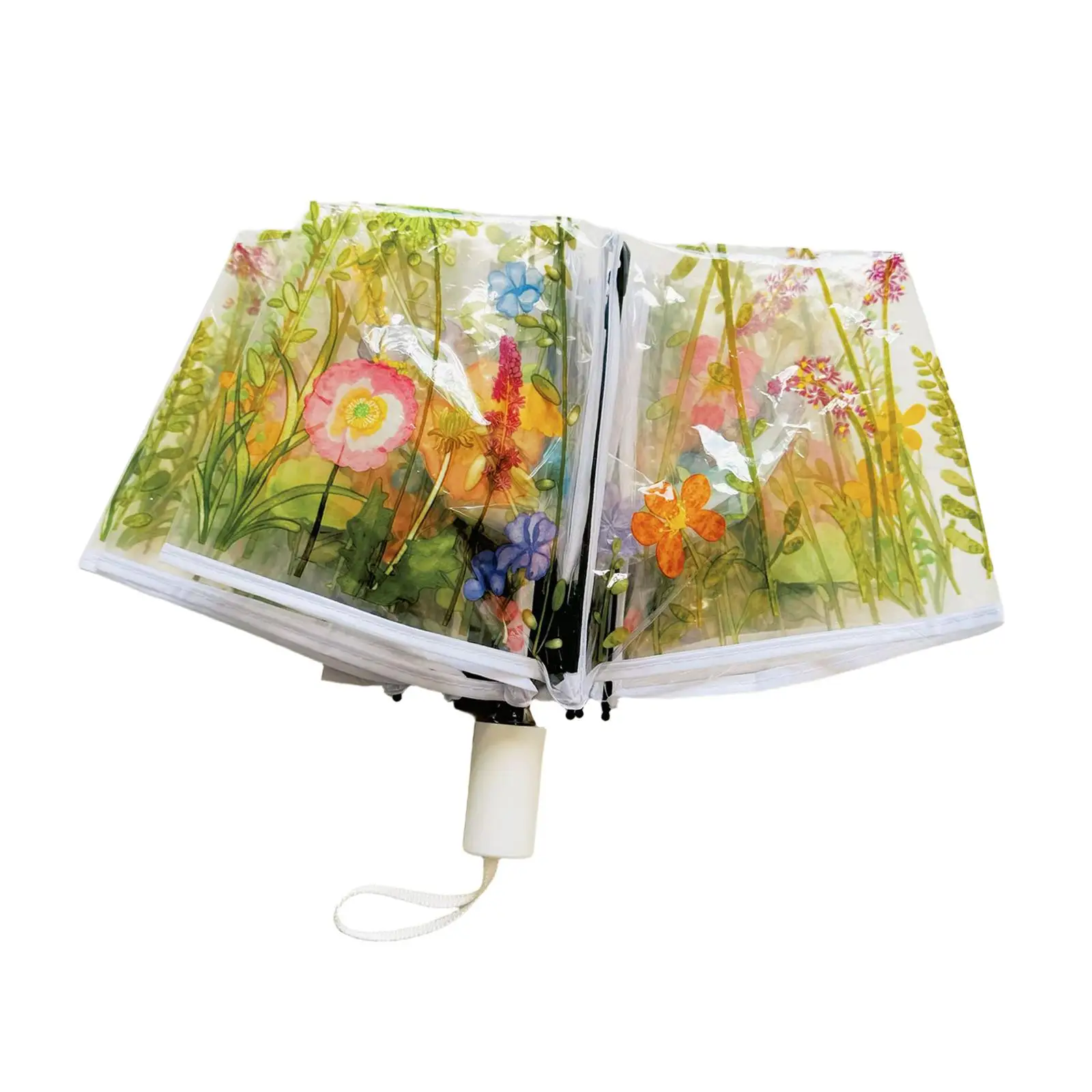 Transparent Bell Dome Flower Umbrella Windproof Folding Compact Travel Rain Umbrella for Photo Props