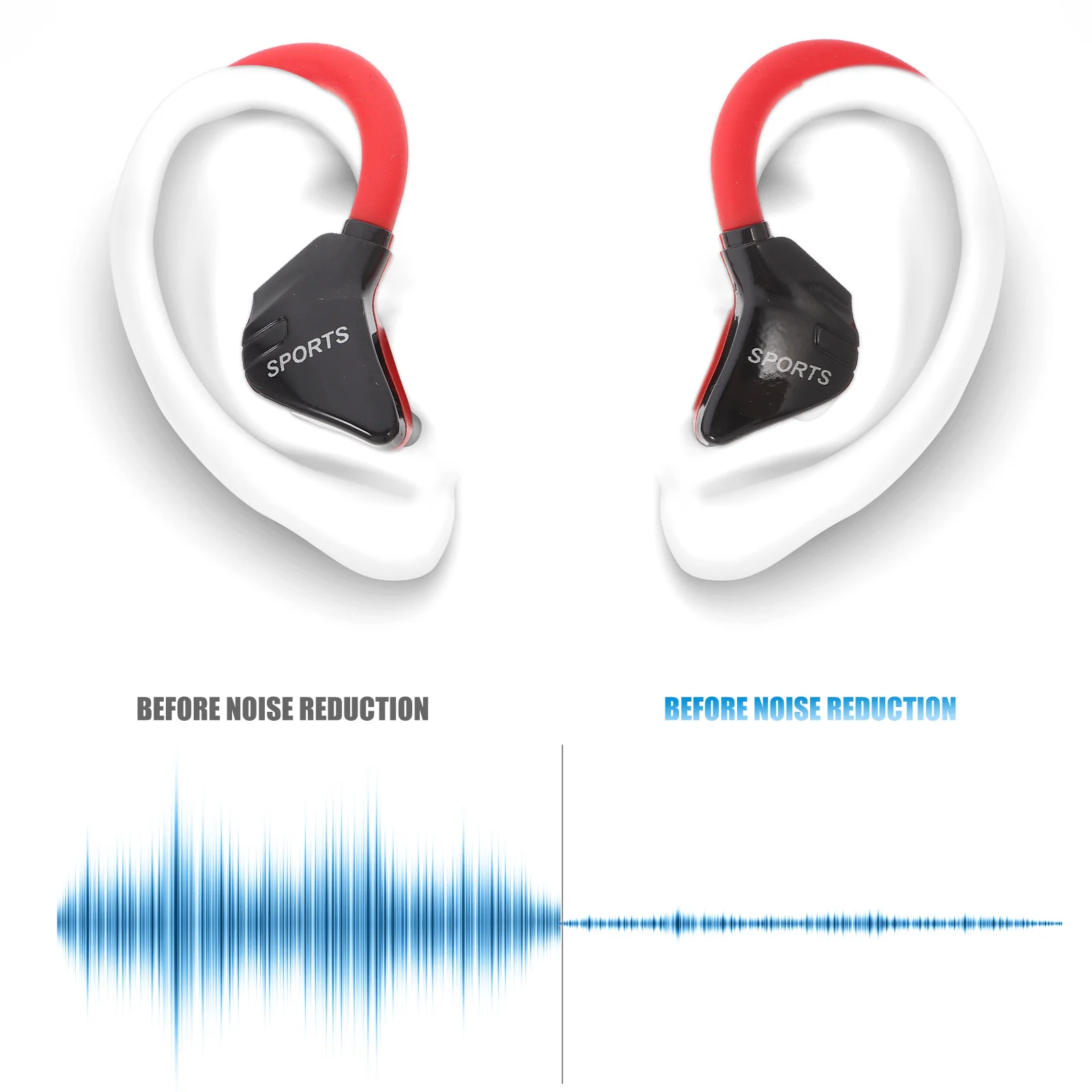 1 زوج الأذن هوك سماعات مقاوم للماء سماعة معلقة رياضة الجري الدراجات اللياقة البدنية المشي لمسافات طويلة داخل الأذن ياربود سماعة السلكية الضوضاء #2