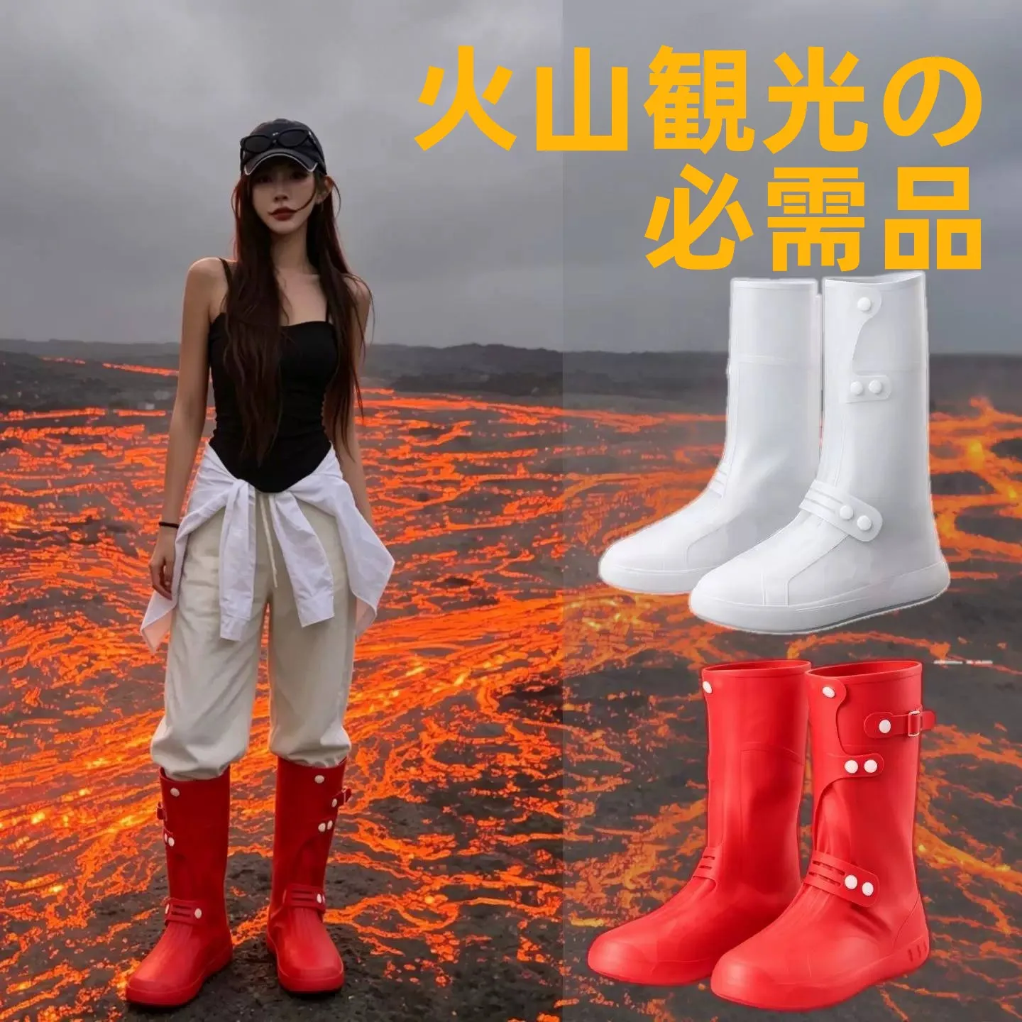 indonesian-volcanic-travel-special-shoe-covers-outdoor-unisex-portable-rain-boots-anti-slip-high-tube-pvc-waterproof-home-use