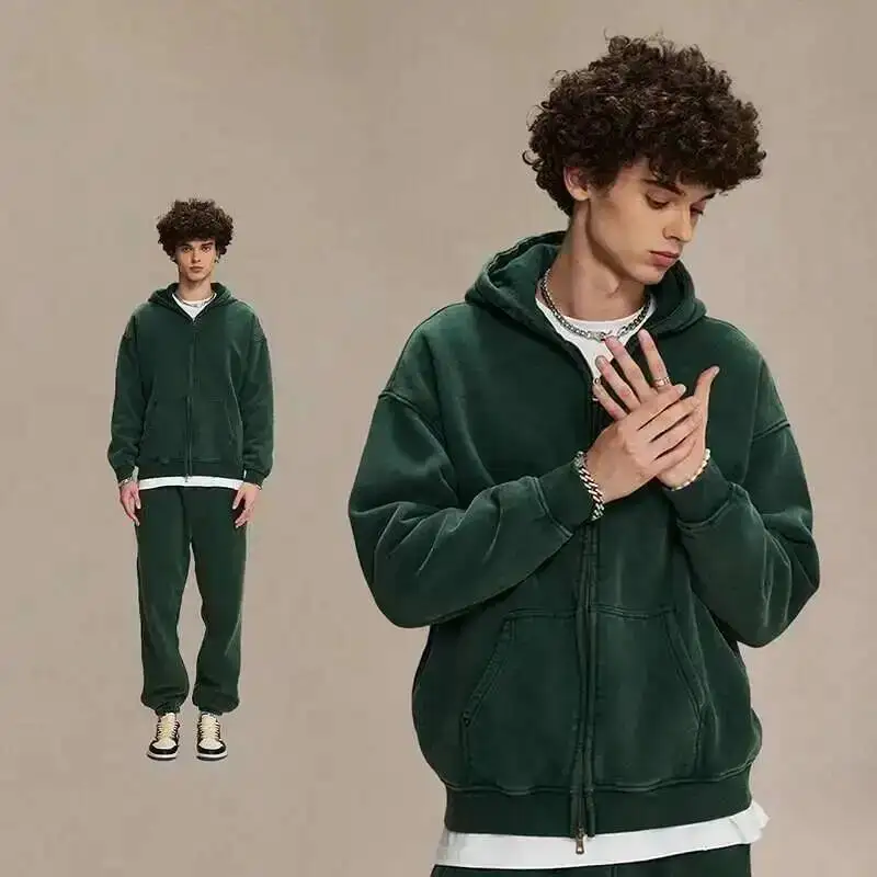 IEFB Men’s Wear Wax Printing Vintage Male Hoodies Oversized Loose Zipper Water Washed Plush Sweatshirt Trendy New 9C9349 4 IEFB Men's Wear Wax Printing Vintage Male Hoodies Oversized Loose Zipper Water Washed Plush Sweatshirt Trendy New 9C9349 4