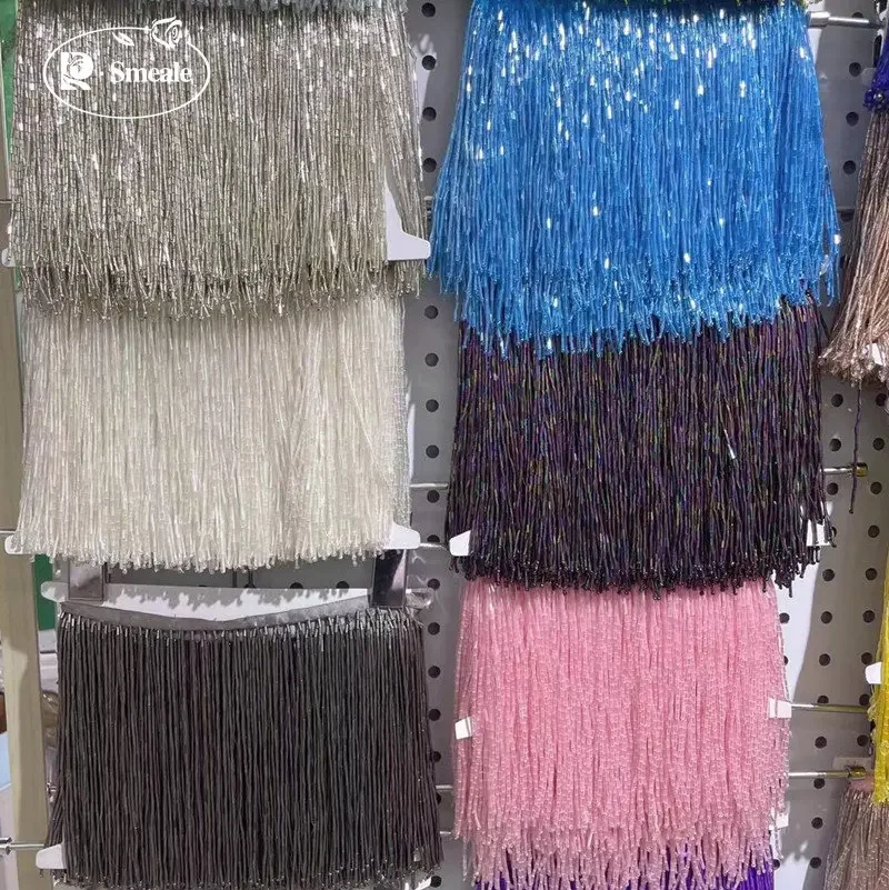 

5Yards Wholesale 15CM Width 38 Colors Tube Tassel Lace Trim Wedding Evening Dress Beaded Decoration RS4045