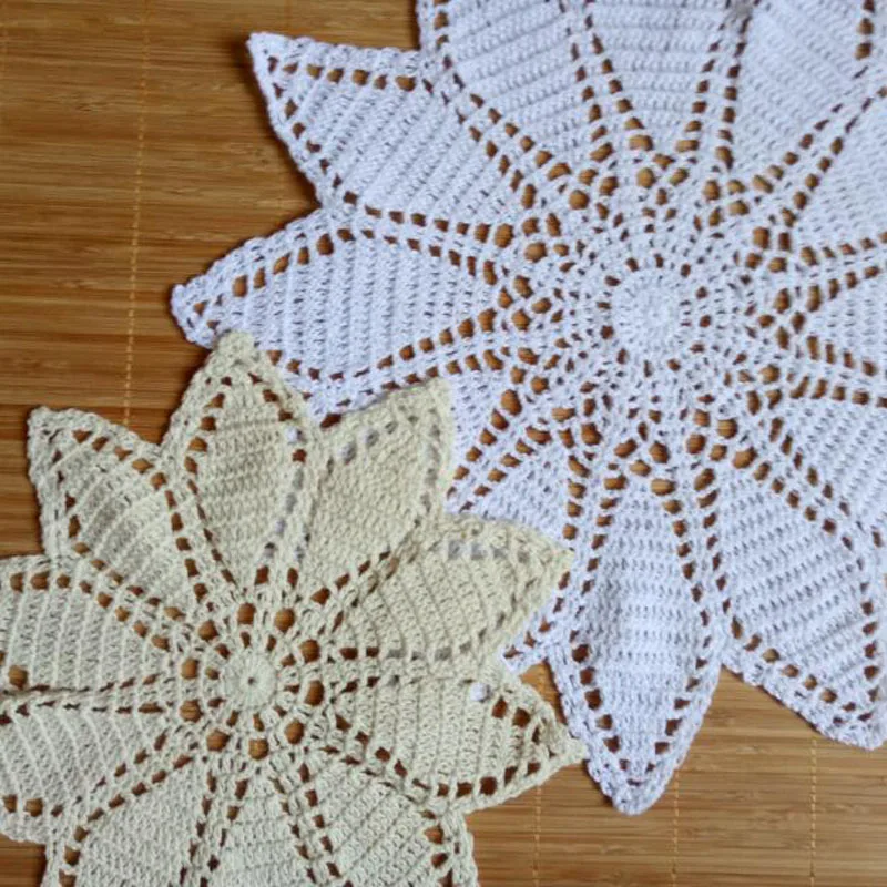 NEW Round flower cotton table place mat Cloth crochet dining placemat Christmas coaster kitchen Table decoration and accessories