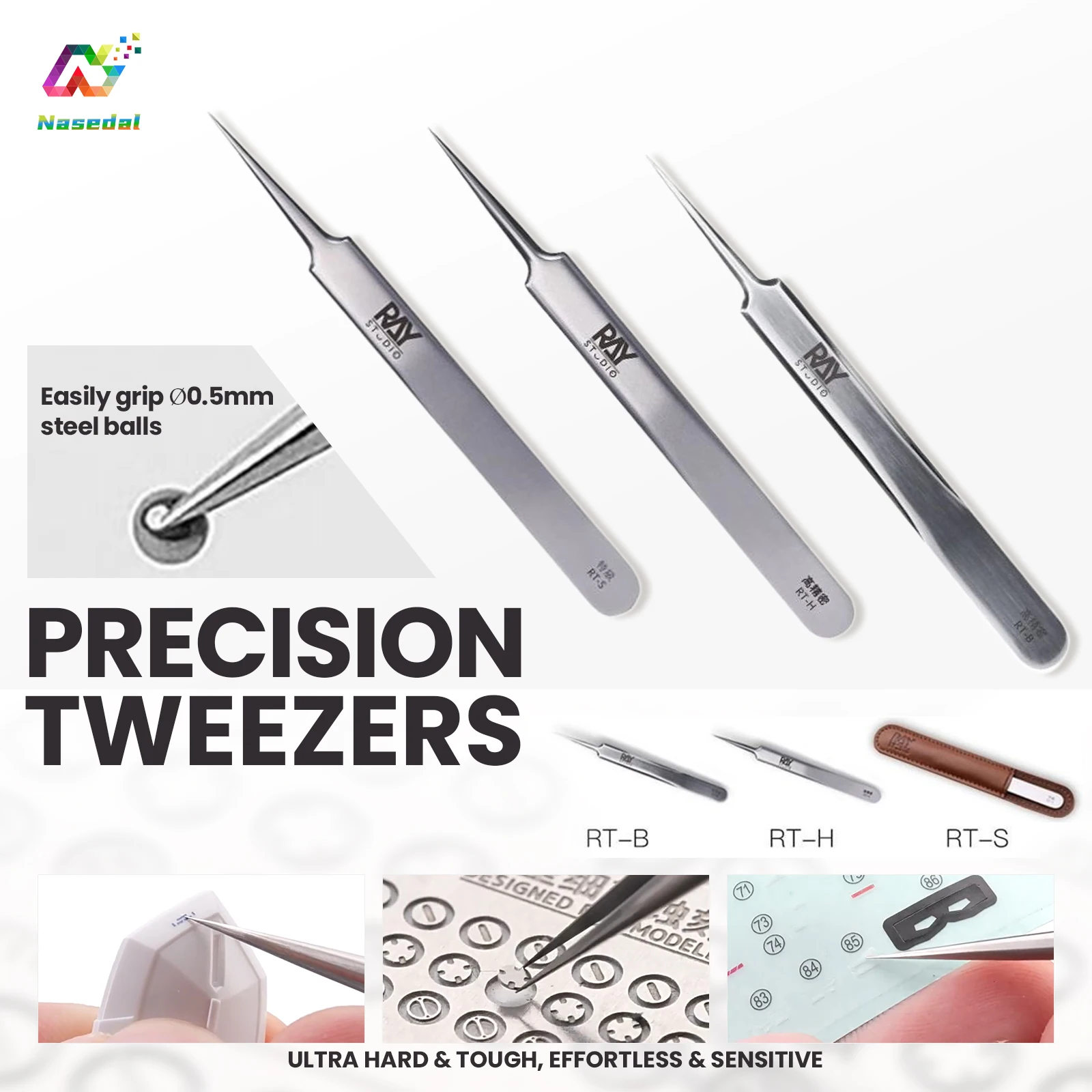 RAY Studio Precision Tweezers Ultra-Sharp Stainless Steel Tool for Gundam Scale Military Model Water Decals & Small Model Parts