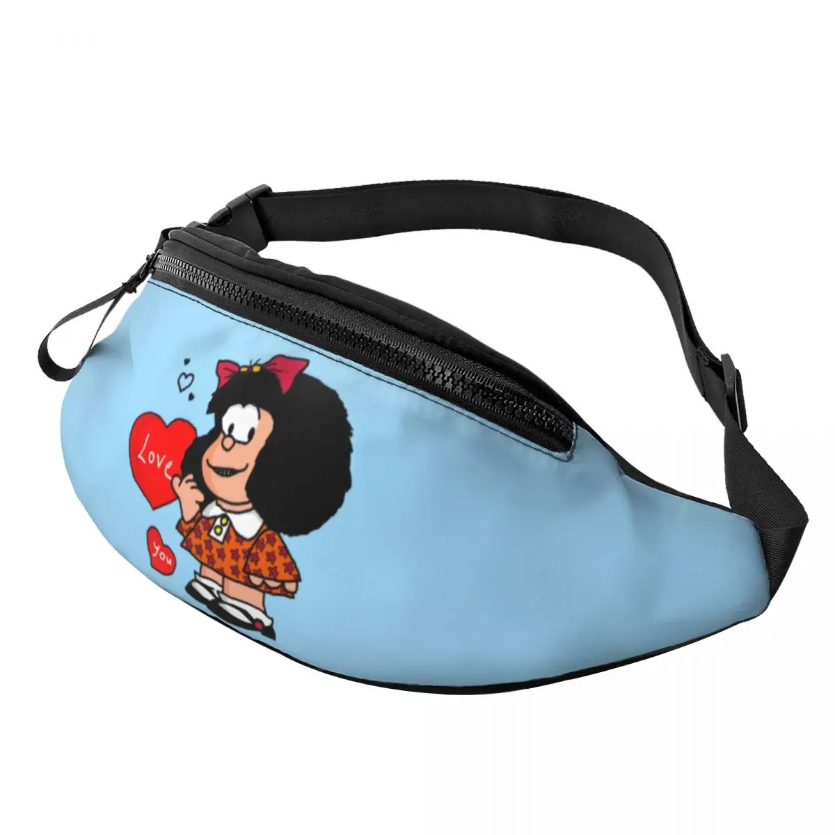 Fashion Mafalda Love You Fanny Pack for Traveling Men Women Cartoon Quino Comic Crossbody Waist Bag Phone Money Pouch