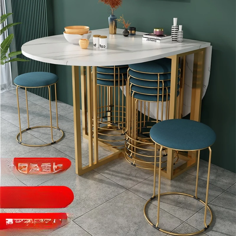 Modern minimalist small unit design, light luxury rock panel folding, telescopic table, multifunctional kitchen, wall facing