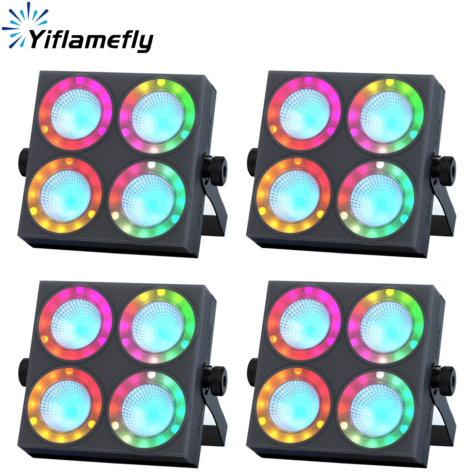 

Yiflamefly 4Pcs Mini 80W RGBW LED Wash Par Lights Square 4-eye Fill Lights With Aperture DMX Stage Lights For Bar Wedding Party