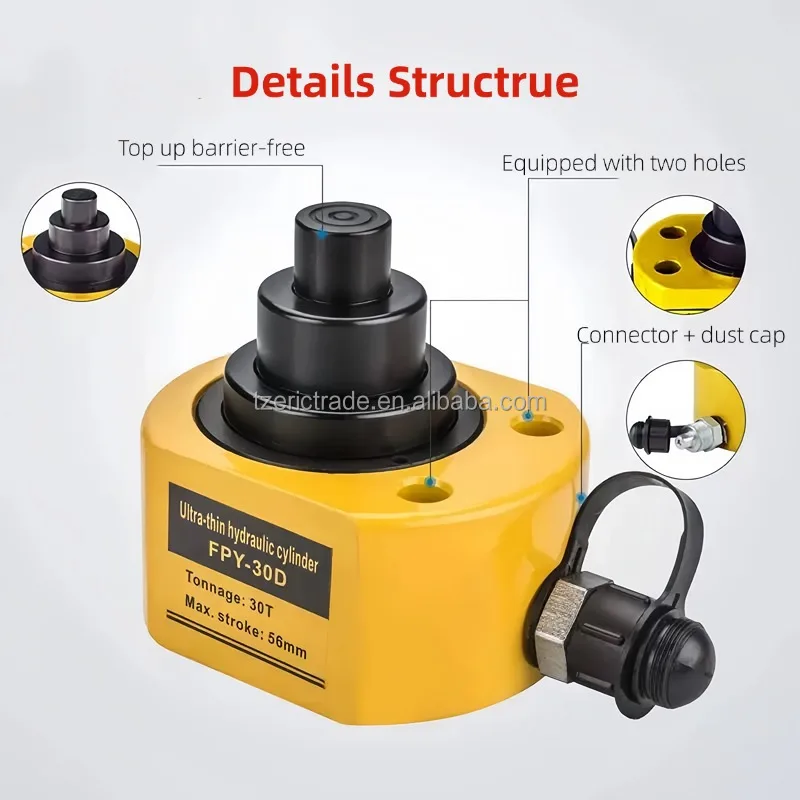 Portable Multi-Acting 30T Small Hydraulic Steel Low Profile Cylinder Jacks 54mm Stroke Lift Height Adjustable Construction