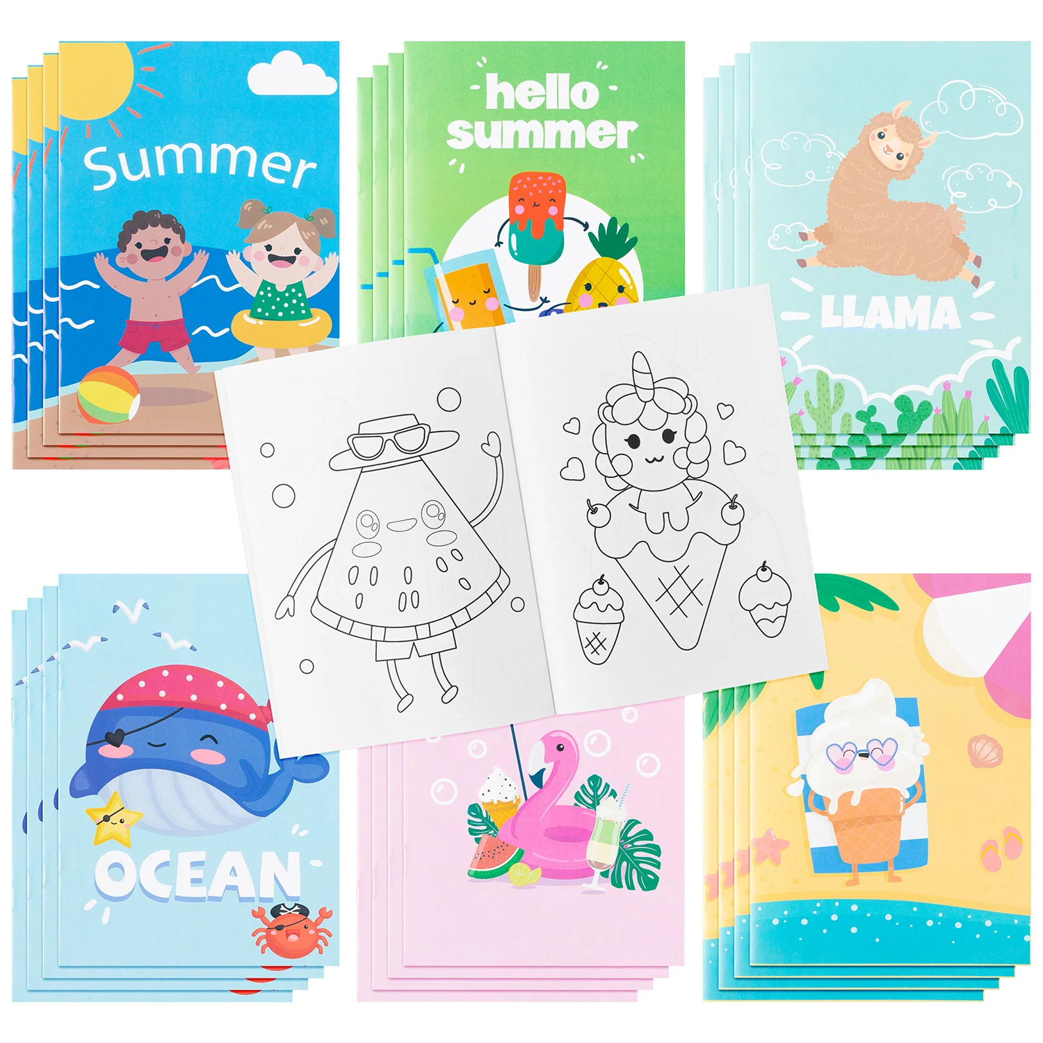 24PCS Mix Styles Coloring Books Art DIY Creative Painting Kits Space Summer Theme Books For Activity Drawing Supplies