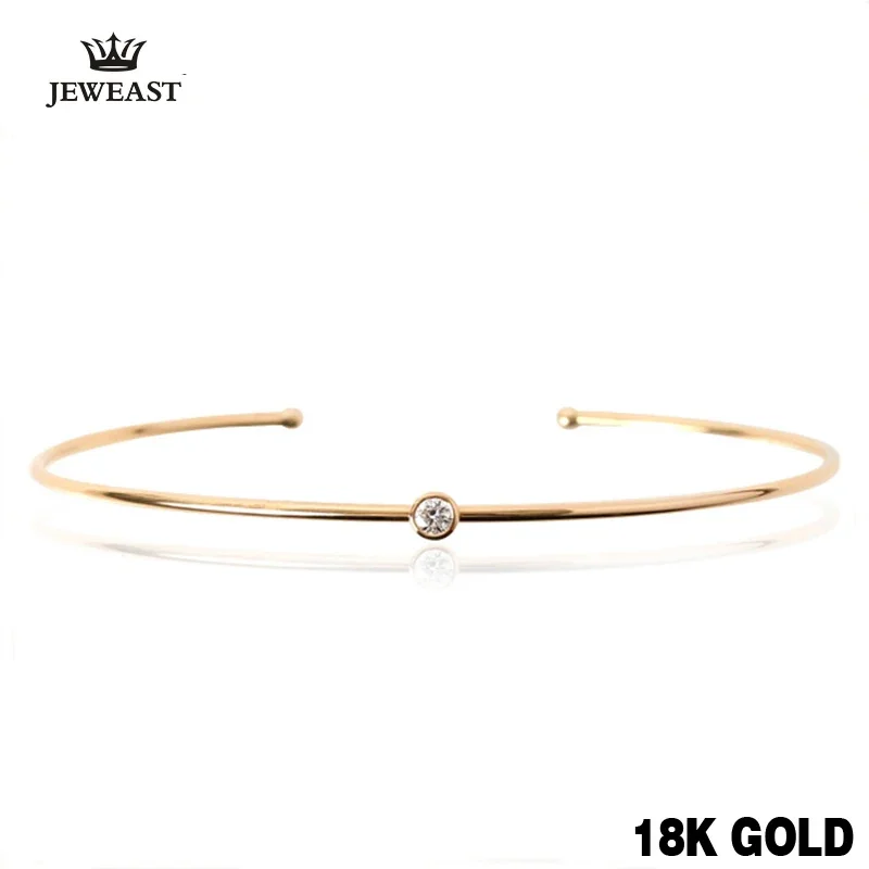 

18k Rose Gold Natural Diamond Bangle Open Female Women Girl Bracelet Simple Exquisite Jewelry Gift Hot Sale Party Trendy Good