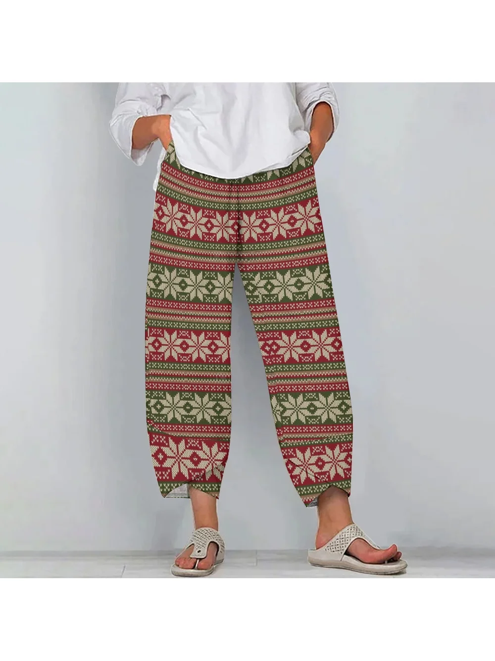 Ladies Casual Christmas Printed Trousers Vibrant and Cute Festive Party Straight Pants High Quality Versatile Street Bottom New