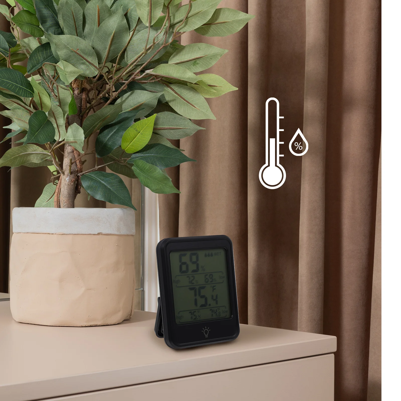 

Digital Electronic Hygrometer Thermometer Indoor Temperature Humidity Meter Harmless ABS Material Bracket Desktop Magnet Design