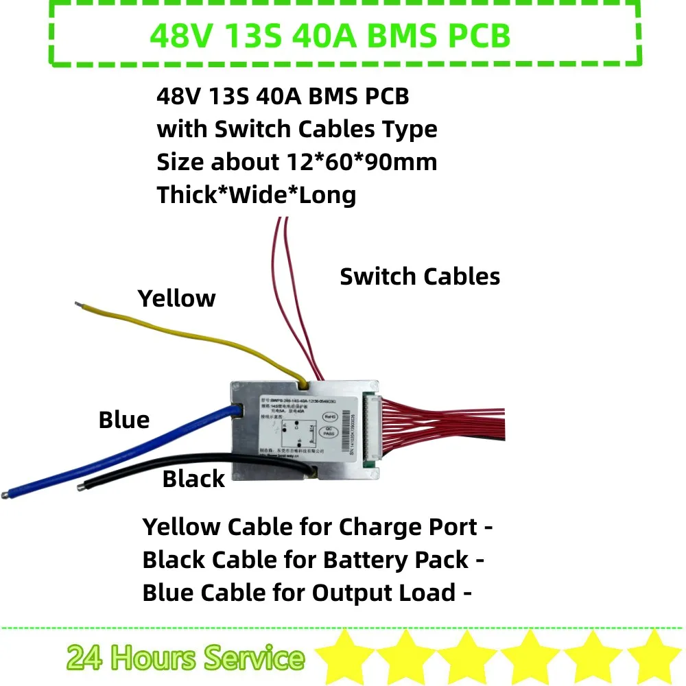 48V 52V 13S 14S 25A 30A 40A 25Ah 30Ah 40Ah BMS PCB akumulator litowo-jonowy BMS PCB z przełącznikiem lub bez kabli przełączających 52V 48V BMS