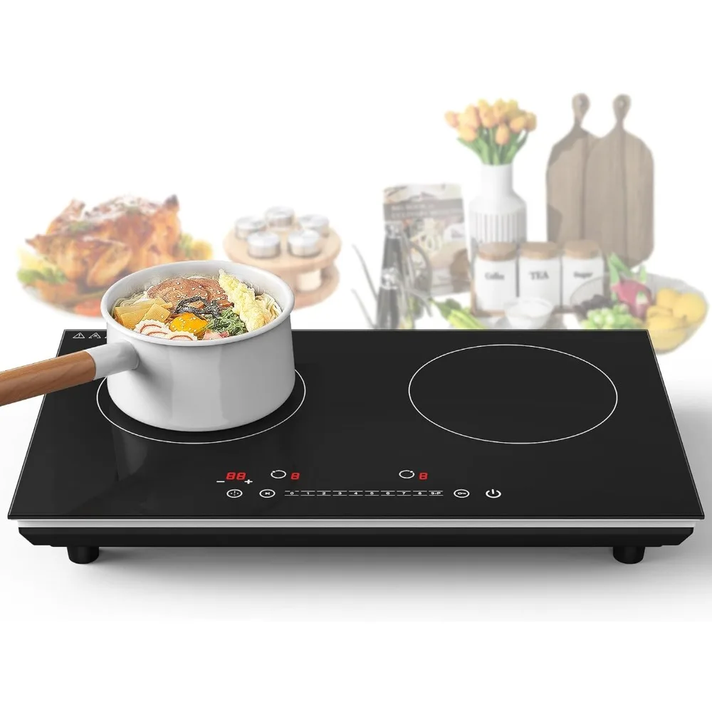 Double Induction Cooktop,4000W Stove Top 110V Hot Plate Electric Burner Portable cooktop 2 burner