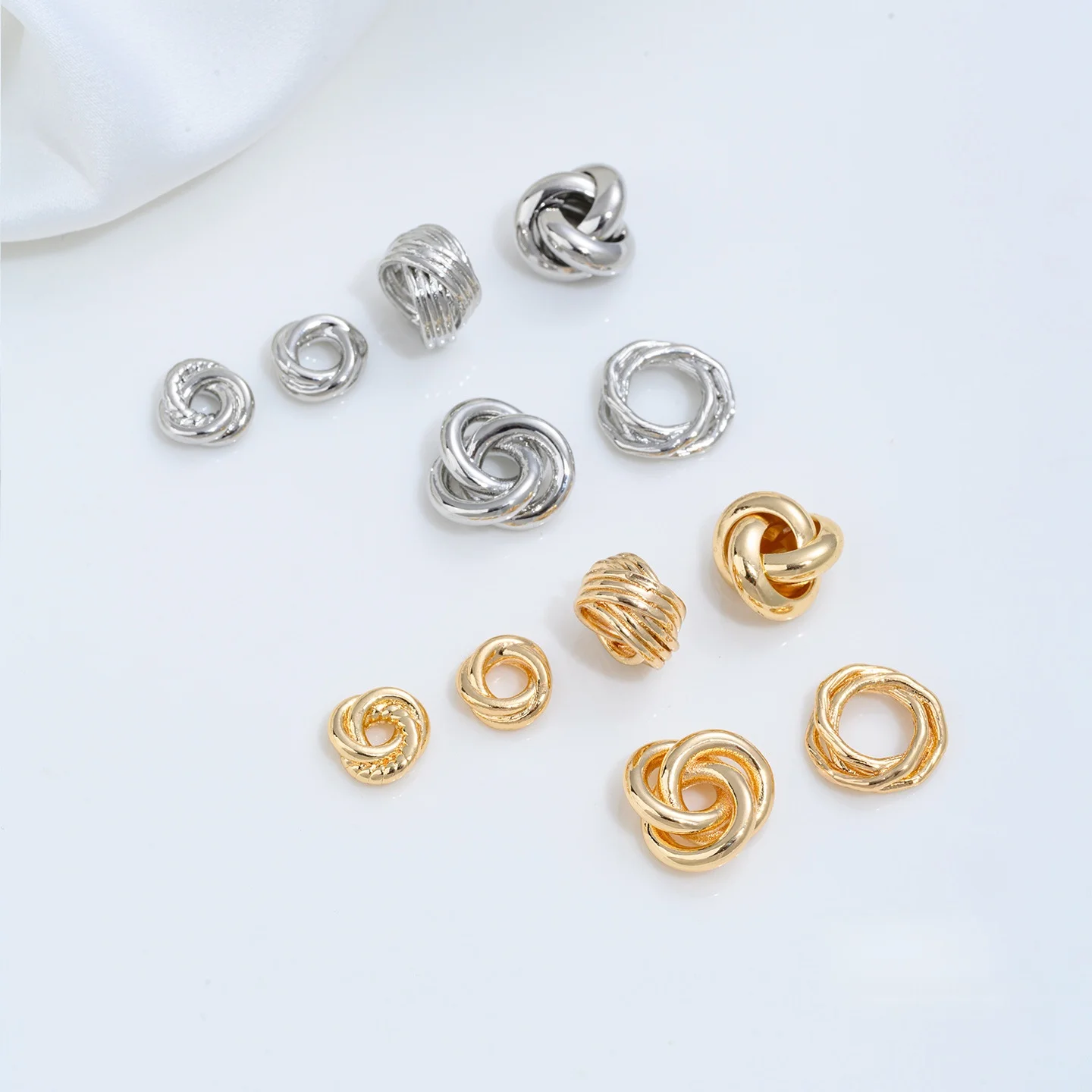 18K Gold Plated Metal Bead Separators For Bracelets Necklace Weave Pattern Beads Spacer Beads For Jewelry Making DIY Accessories