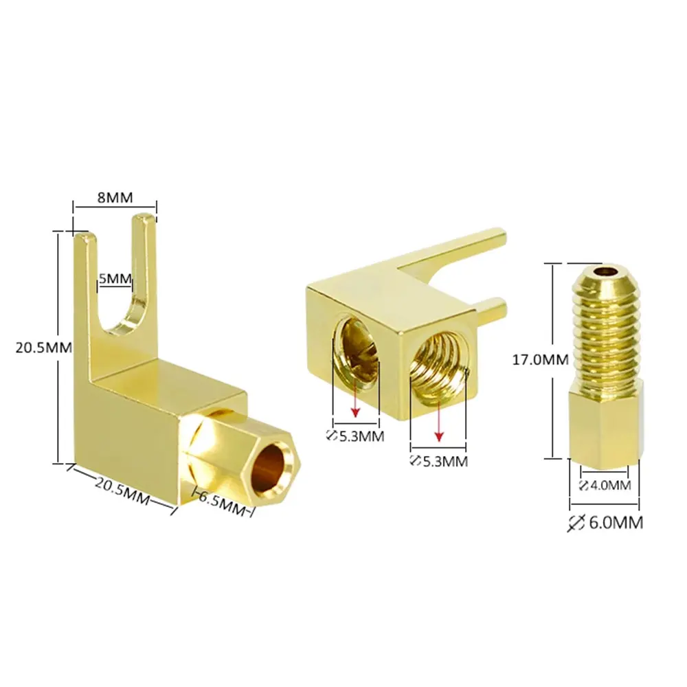 하이 퀄리티 금도금 스피커 포크 잭 커넥터 스페이드 플러그, 4mm U 바나나 플러그-스페이드 어댑터용, 5-10 개