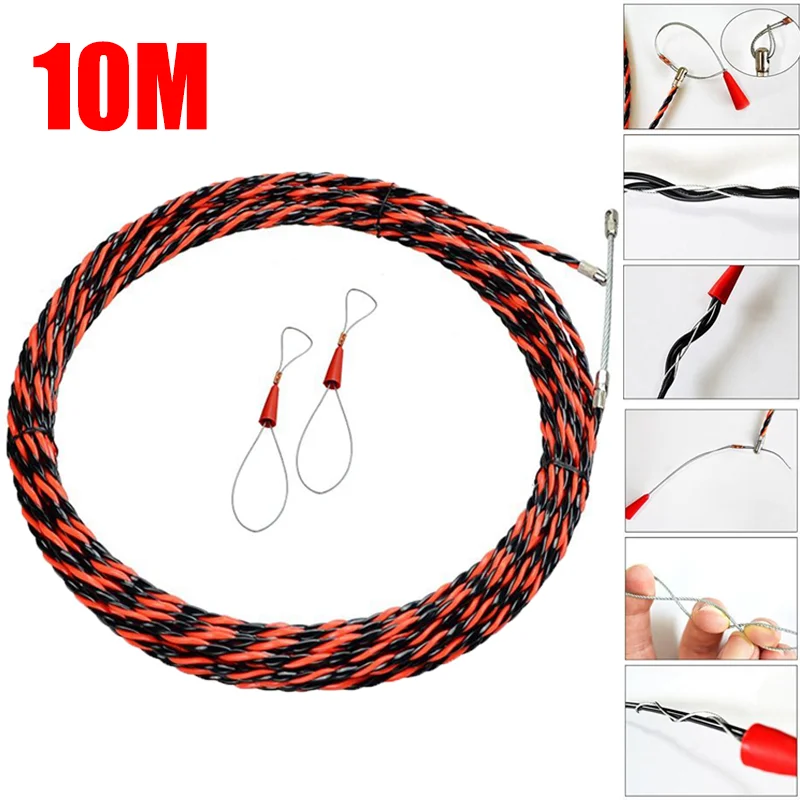 10M Cable Push Puller Threader Electrician Threading Wire Guide Device Snake Rodder Fish Tape Lead Wall Wire Conduit Tool