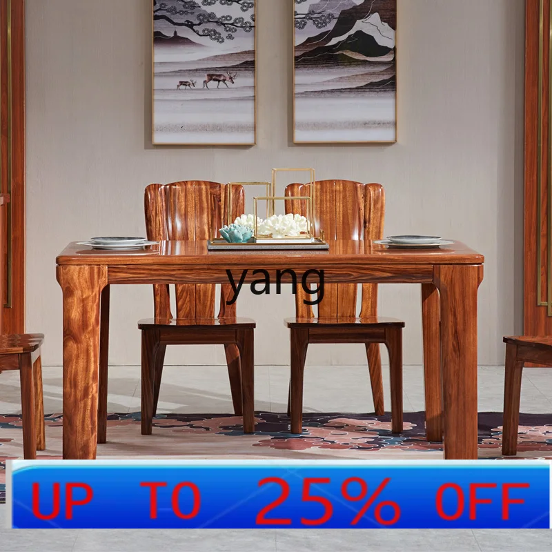 

CX Ebony Wood Dining Table All Solid Wood Rectangular New Chinese Style Household Round Table