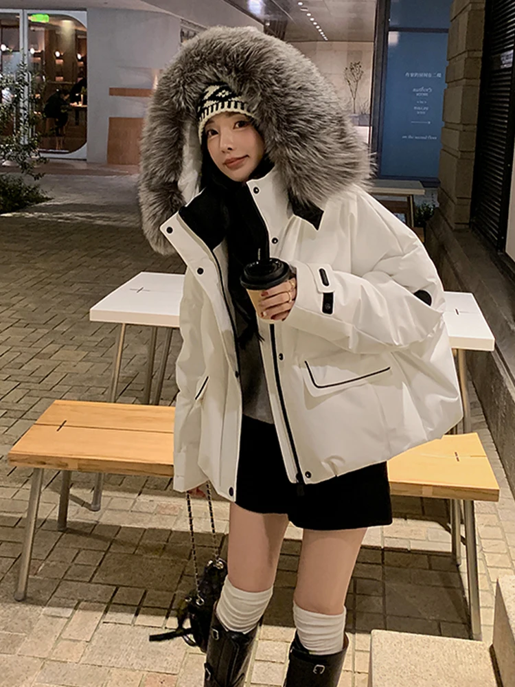 ฤดูหนาว WARM Real Goose Down แจ็คเก็ตขนสุนัขจิ้งจอกธรรมชาติ COLLAR Coat Hooded กลางแจ้งปักเป้าแจ็คเก็ตผู้หญิงหนาหญิงเสื้อ