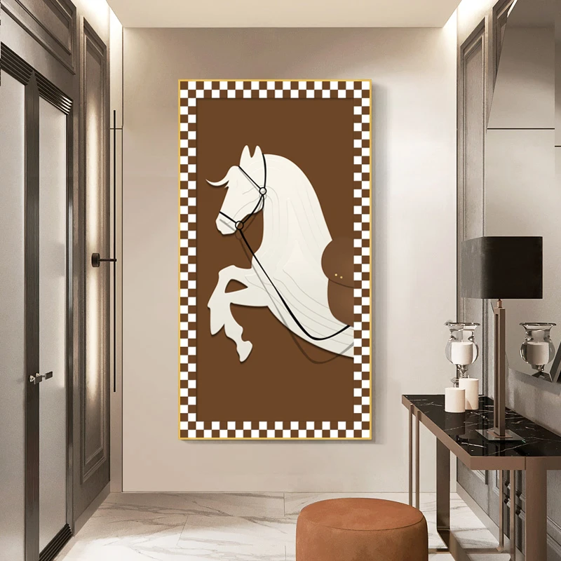 Modern Abstract Horse Luxury Entrance Painting Nordic Posters and Prints Wall Picture for Living Room Home Decoration No Frame